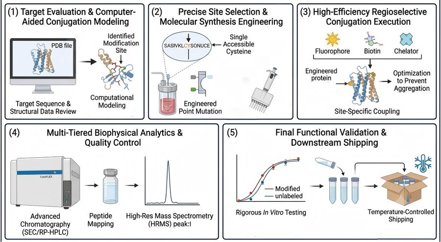 Process of our site-specific probe modification service for obesity target screening. (Protheragen)