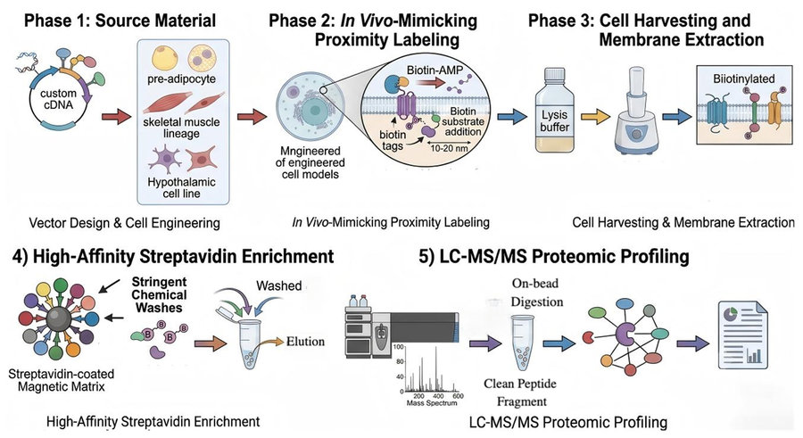 Process of our proximity labeling-based obesity membrane protein screening service. (Protheragen)