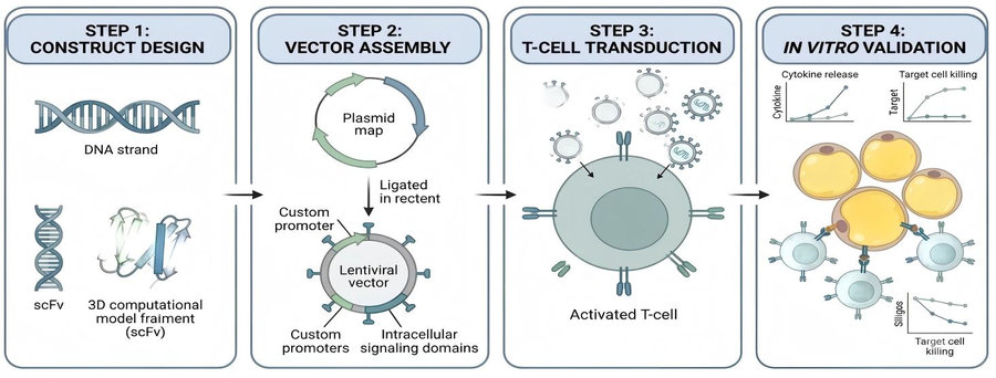 Process of our in vitro CAT-T construction service. (Protheragen)