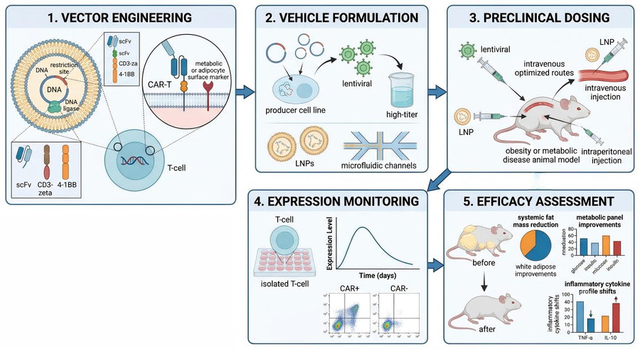 Process of our in vivo CAT-T construction service. (Protheragen)