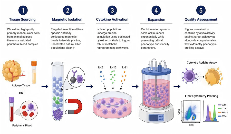 Process of our NK cell isolation and amplification service. (Protheragen)