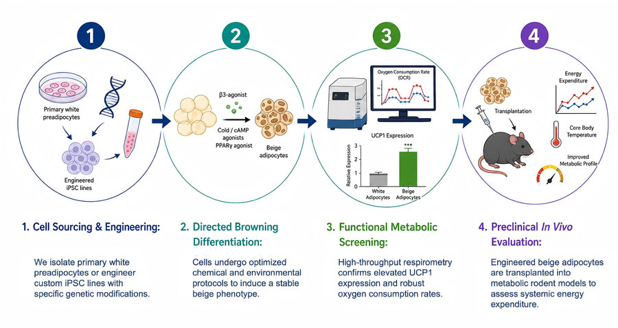 Process of our beige adipocyte cell therapy development service (Protheragen)