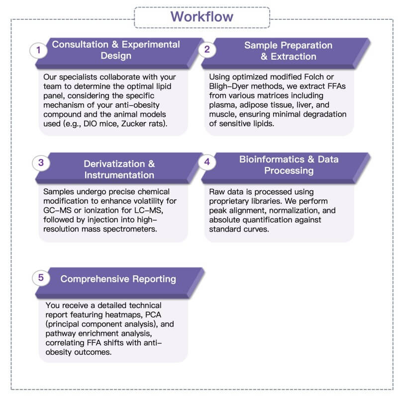 Process of our free fatty acid analysis service. (Protheragen)