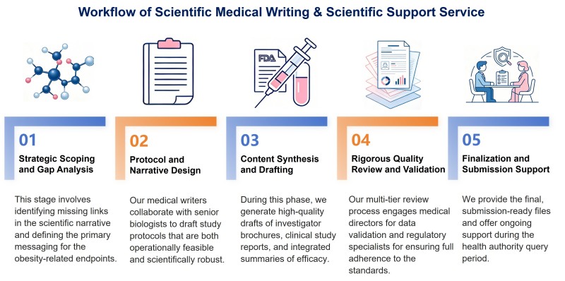 Our scientific medical writing & scientific support service flowchart. (Protheragen)