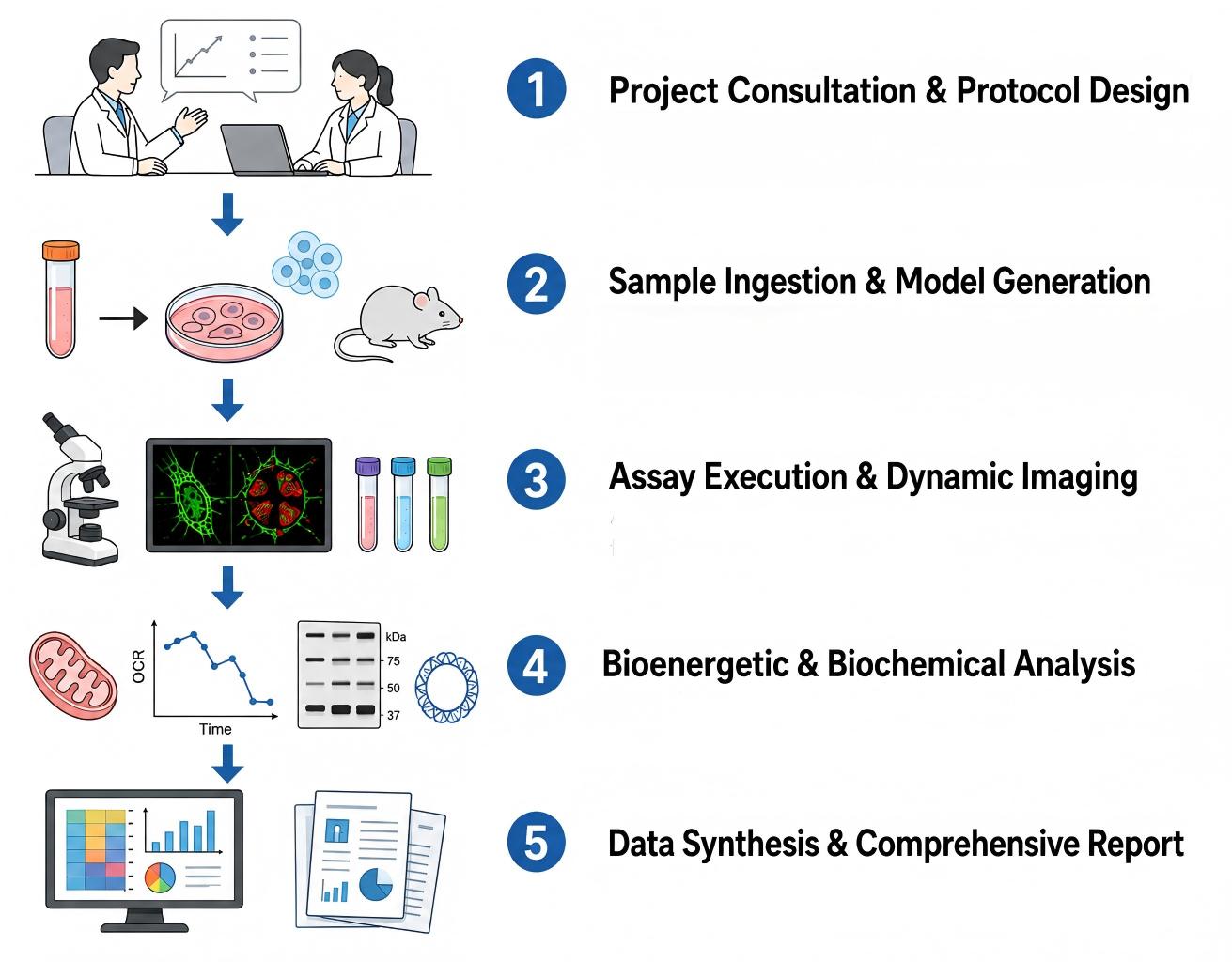 Process of our obesity-related mitochondrial mitophagy & damage detection service (Protheragen).