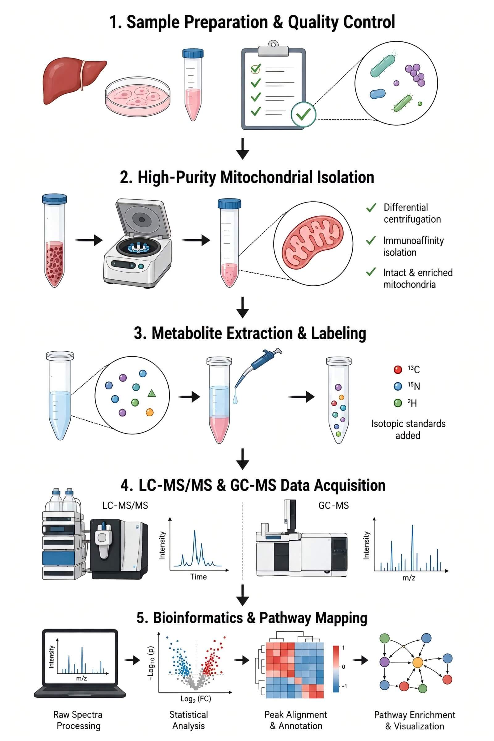 Process of our obesity-related mitochondrial metabolomics service (Protheragen).