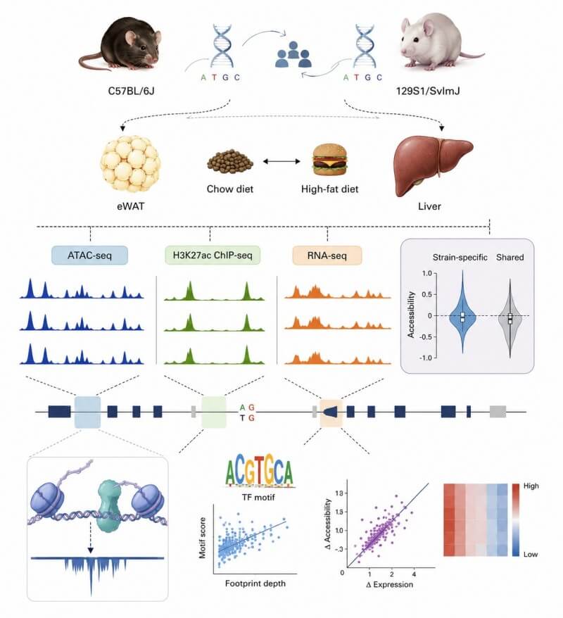 Unveiling the Epigenetic Blueprint of Obesity: How Genetic Variation Dictates Chromatin Accessibility and Transcription in Mouse Adipose Tissue
